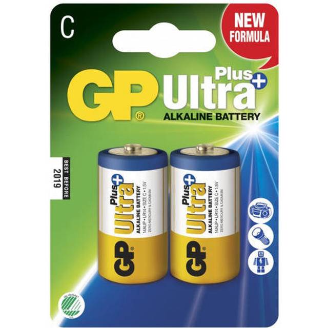 GP Batteries Ultra Plus Alkaline C-Batteri 2-pack