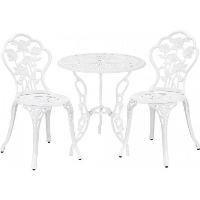 casa.pro ] Trädgårdsbord bistrobord 60 cm rund grön med 2 stolar i antik look för balkong eller terrass. Bistro-set i gjutjärn som trädgårdsdekoration.