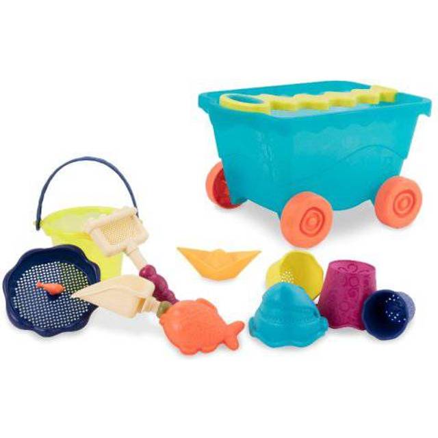 B toys WavyWagon Red Water Play Travel Beach Buggy 11 Funky Sand Toys  Phthalates and BPA Free  18 months
