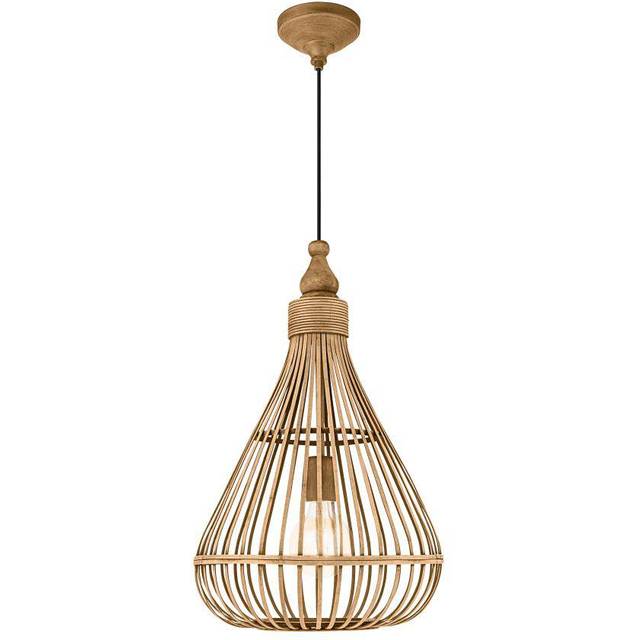 EGLO Amsfield Rattan Pendant Light Teardrop - Brown | TJ Hughes