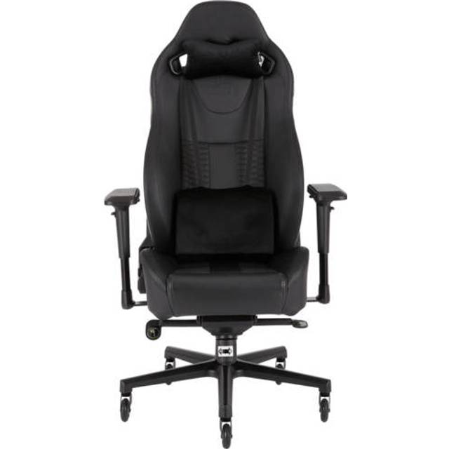 Corsair T2 Road Warrior - Faux Leather Gaming Chair, Easy Assembly, Ergonomic Swivel, Adjustable Height & 4D Armrests, Lumbar Support, Comfortable