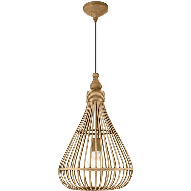 EGLO Amsfield Rattan Pendant Light Teardrop - Brown | TJ Hughes