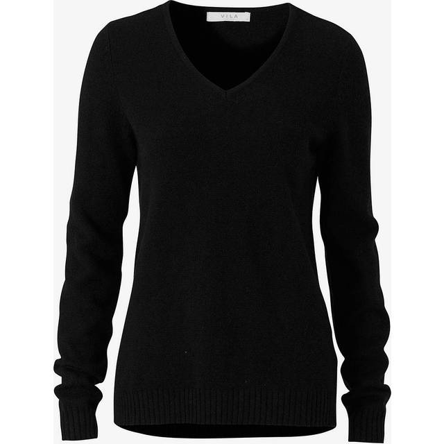 VILA Viril V-Neck L/S Knit Top - Noos |Svart |XL