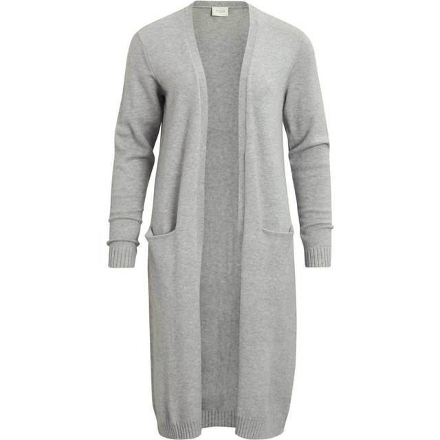 Vila dam VIRIL Long L/S stickad kofta – NOO 14042770, Grå (ljusgrå melange), XL