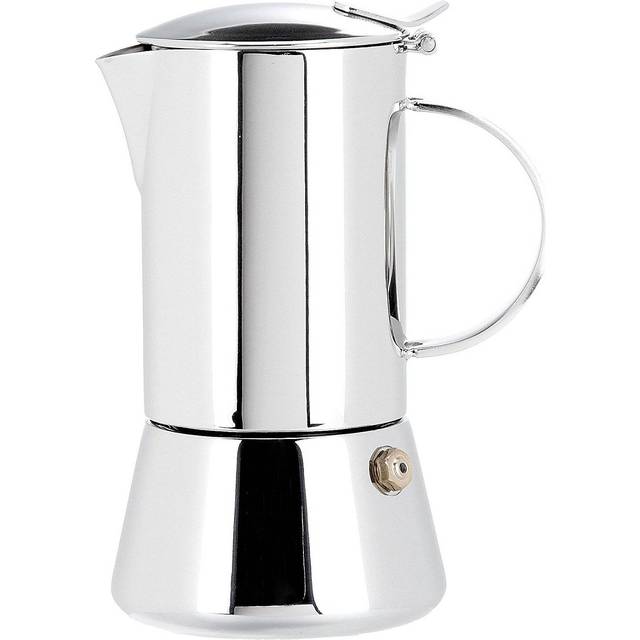 Cilio Espressobryggare AIDA med plangolv, rostfritt stål, lämplig för alla typer av spisar, Ø 8 cm, höjd 15 cm, diskmaskinssäker, mockakanna, espressobryggare 2 koppar, camping kaffekokare