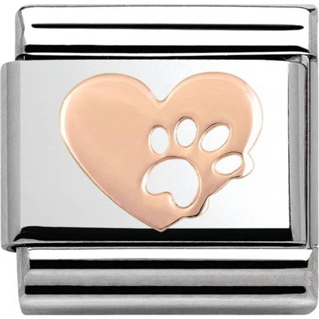 Nomination Classic Rose Gold Paw Print with Heart Animal Charms