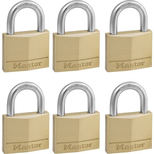 Masterlock Solid Brass Padlock Pack of 6 Keyed Alike 40mm Standard