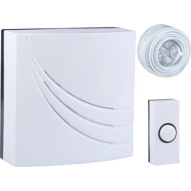 Byron wired door chime, 5 meter cable, 8 melodies, 2 wire installation, wall