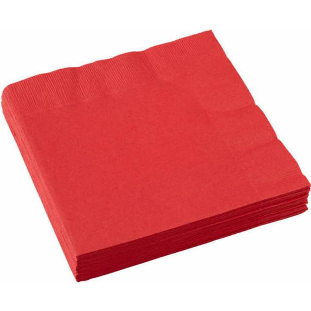 "Premium Apple Red 3-Ply Luncheon Napkins - 6.5"""" x 6.5"""" (Pack Of 20) - Elegant Design & Disposable Napkins  Durable & Soft Material - Perfe"