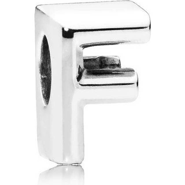 PANDORA Moments Buchstabe F - wendbares Alphabet-Charm aus Sterling-Silber mit geprägten Herzen und Perlen an der Rückseite - kompatibel mit Armbändern Moments Kollektion