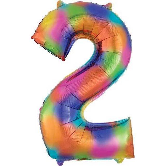 Number 2 rainbow splash helium foil giant balloon 83cm / 33 in