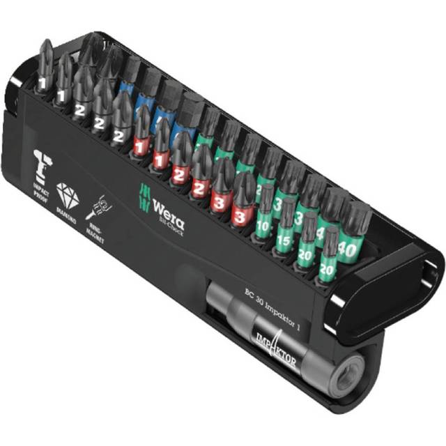 Wera 30 piece impaktor screwdriver impact rated & magnetic bit holder set,057690