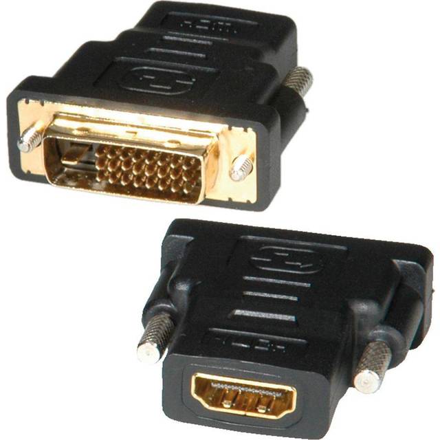 ROLINE Adapter HDMI Hona till DVI-D Hane | Konverteringskontakt - Uttag | Guldkontakter dubbel länk