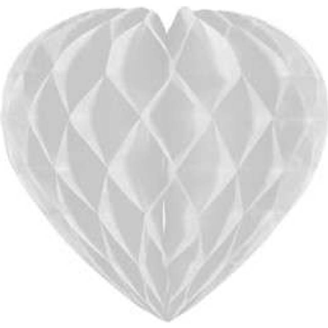 Decoration Honeycomb Heart White 30cm