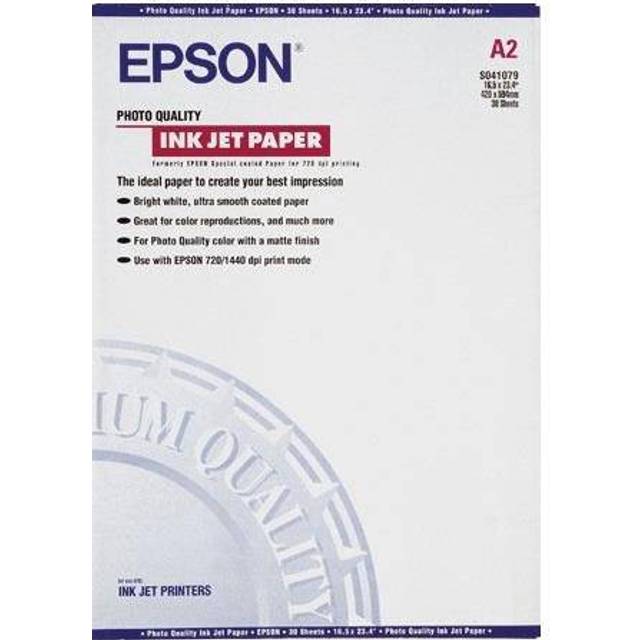 Epson Photo Quality Ink Jet Paper - Matt - bestruket - A2 (420 x 594 mm) - 105 g/m² - 30 ark papper - för SureColor P800, SC-P7500, P900, P9500, T2100, T3100, T3400, T3405, T5100, T5400, T5405