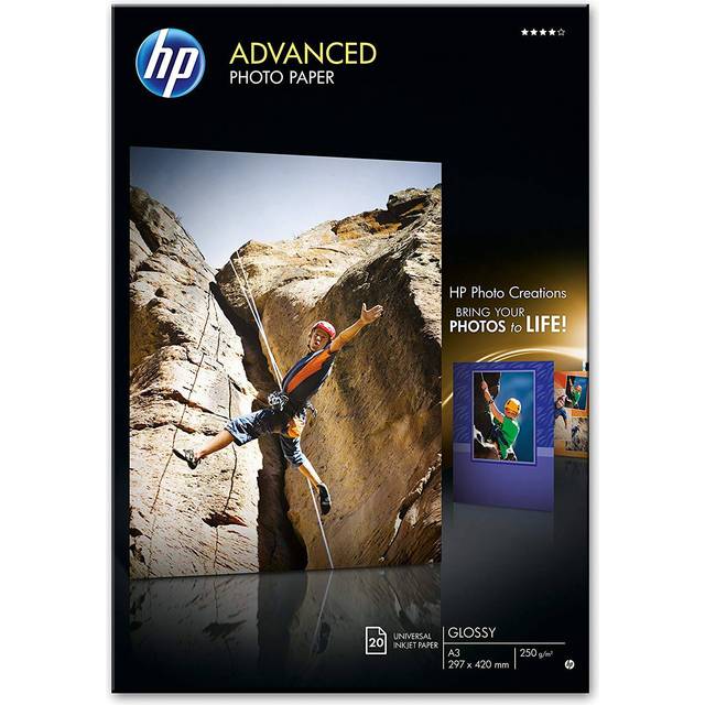 HP Advanced Photo Paper - Blank - A3 (297 x 420 mm) - 250 g/m² - 20 ark fotopapper - för ENVY Inspire 7920, Officejet 7000 E809, 7510, 76XX, Officejet Pro 77XX