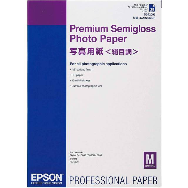 Epson A2 Premium Semi-Gloss Photo Paper 25 Sheets