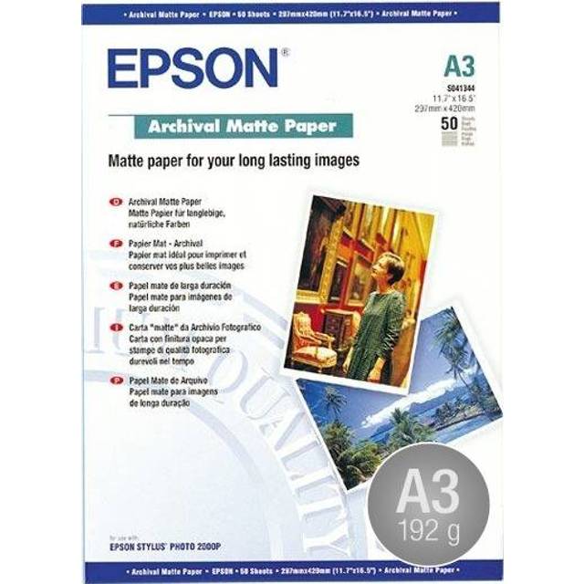 Epson Archival Matte Paper - Matt - A3 (297 x 420 mm) - 192 g/m² - 50 ark papper - för SureColor SC-P700, P7500, P900, P9500, T2100, T3100, T3400, T3405, T5100, T5400, T5405