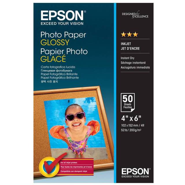 Epson - Blank - 102 x 152 mm - 200 g/m² - 50 ark fotopapper - för EcoTank ET-2850, 2851, 2856, 4850, EcoTank Photo ET-8500, EcoTank Pro ET-5800