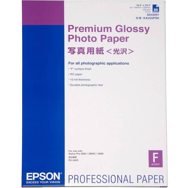 Epson Premium Glossy Photo Paper - Blank - A2 (420 x 594 mm) 25 ark fotopapper - för SureColor P5000, SC-P7500, P900, P9500, T2100, T3100, T3400, T3405, T5100, T5400, T5405