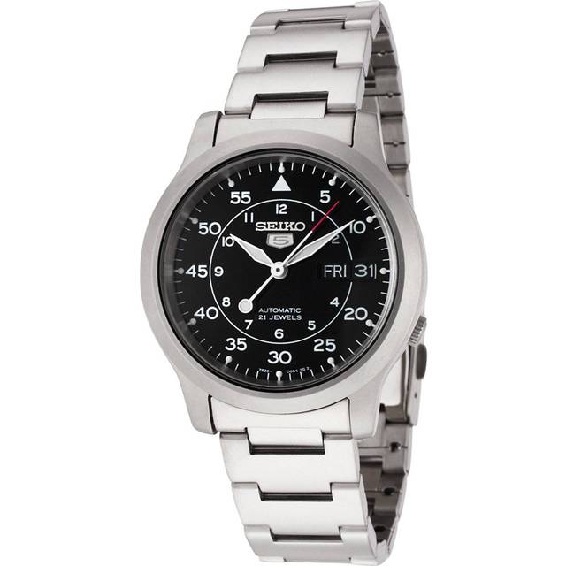 Refurbished Seiko 5 Stainless Steel Black Dial Automatic SNK809K1 Men&#39;s Watch
