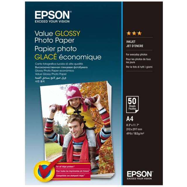 Epson Value - Blank - A4 (210 x 297 mm) - 183 g/m² - 50 ark fotopapper - för Epson L382, L386, L486, Expression Home HD XP-15000, Expression Premium XP-900