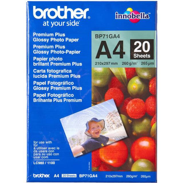 Brother BP71GA4 (A4) 260g/m2 Premium Plus Glossy Photo Paper (20