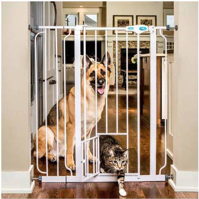 Carlson Pet Gate Extra Tall Walk Through With Small Pet Door White 74-99 x 104 cm