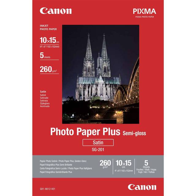 Canon SG-201 Semi-Gloss Photo Paper Plus 10x15cm - 5 Sheets (OSFA)