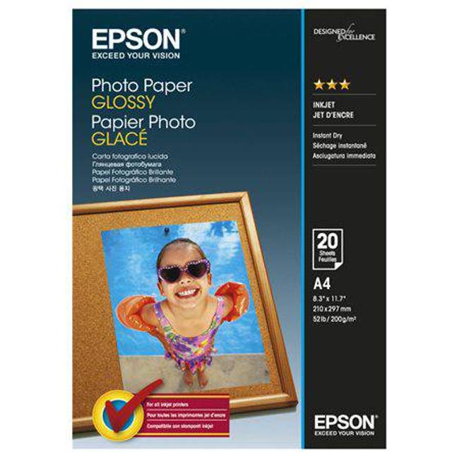 Epson - Blank - A4 (210 x 297 mm) - 200 g/m² - 20 ark fotopapper - för EcoTank ET-2850, 2851, 2856, 4850, EcoTank Photo ET-8500, WorkForce Pro WF-C5790