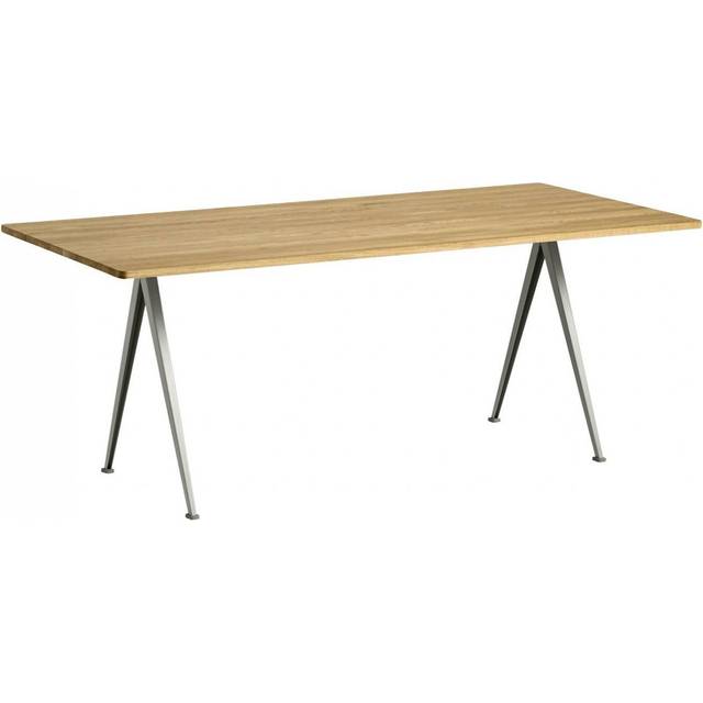 HAY Pyramid 02 matbord Oak matt lacqured-190x85cm-svart stålstativ