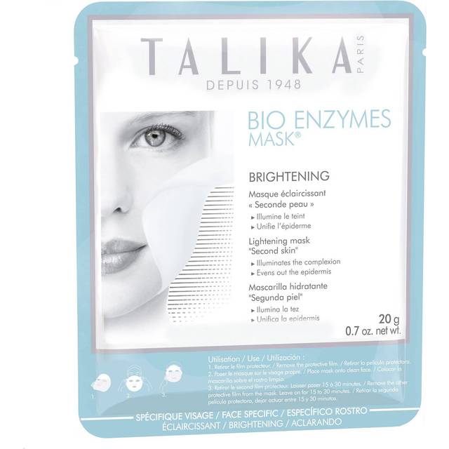 Talika Bio Enzymes Mask Brightening - Brightening Face Mask - Biocellulose Sheet Mask for Dull Complexion and Dark Spots - Second Skin Effect Beauty
