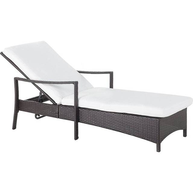 PE Rattan Reclining Sun Lounger White VASTO