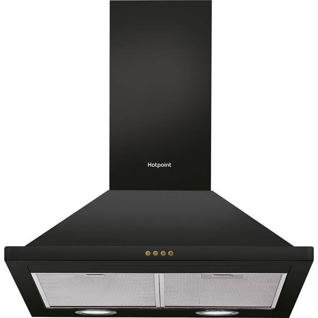 Hotpoint 60cm Cooker Hood In Black - PHPN6.4FLMK