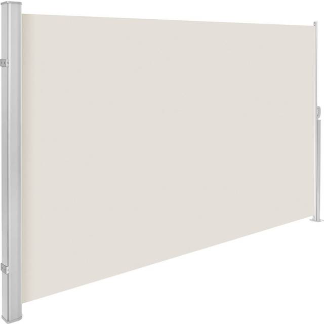 Garden Privacy Screen with retractable side awning and aluminium casing - 200 x 300 cm, grey