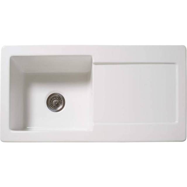 Reginox 1.0 Bowl White Ceramic Reversible Kitchen Sink &amp; Waste RL5