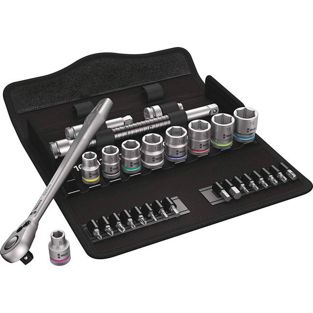 Wera 004048 29pce 3/8"dr 8100 sb8 slim zyklop switch ratchet & metric socket set
