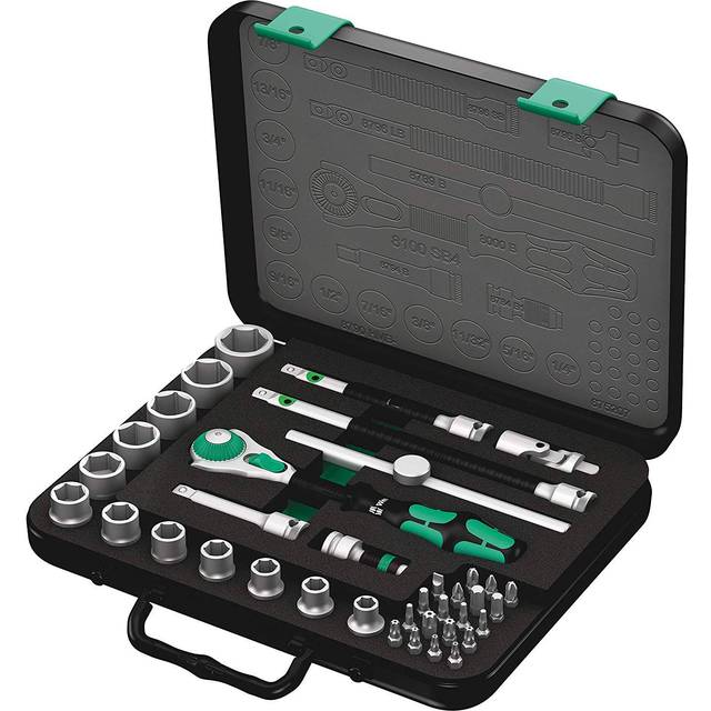Wera 05003596001 8100SB/4 38-Piece Zyklop Imperial Ratchet Set, 3/...