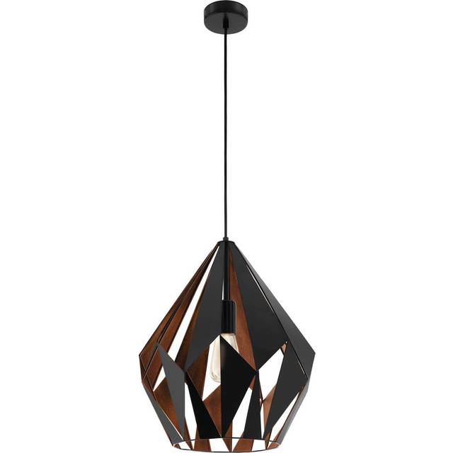 Eglo Carlton 1 Black & Copper Geometric Pendant Light, Black