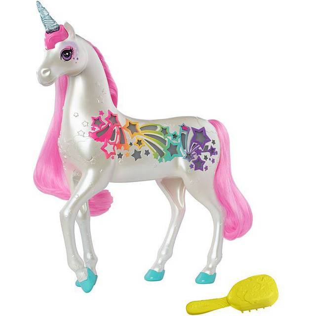Barbie GFH60 Dreamtopia Brush Ân Sparkle Unicorn with Lights and Sounds, White with Pink Mane and Tail