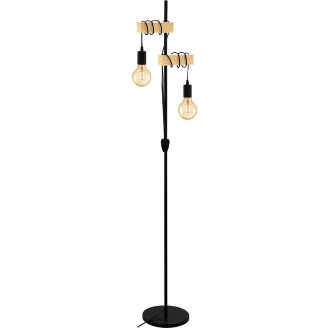 EGLO Townshend Black Wooden Floor Lamp - Black