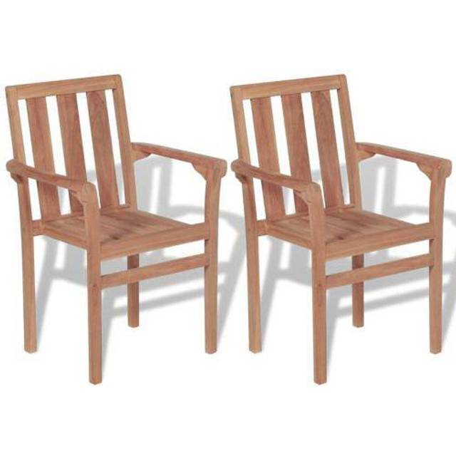 Stapelbara trädgårdsstolar 2 st massiv teak