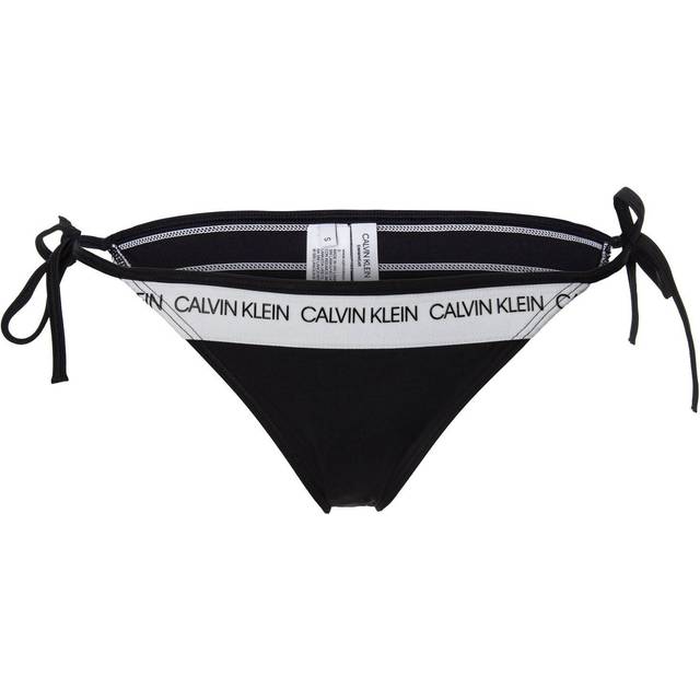 Calvin Klein CK Logo String Side Tie Bikini - Black - Large * Kampanj *