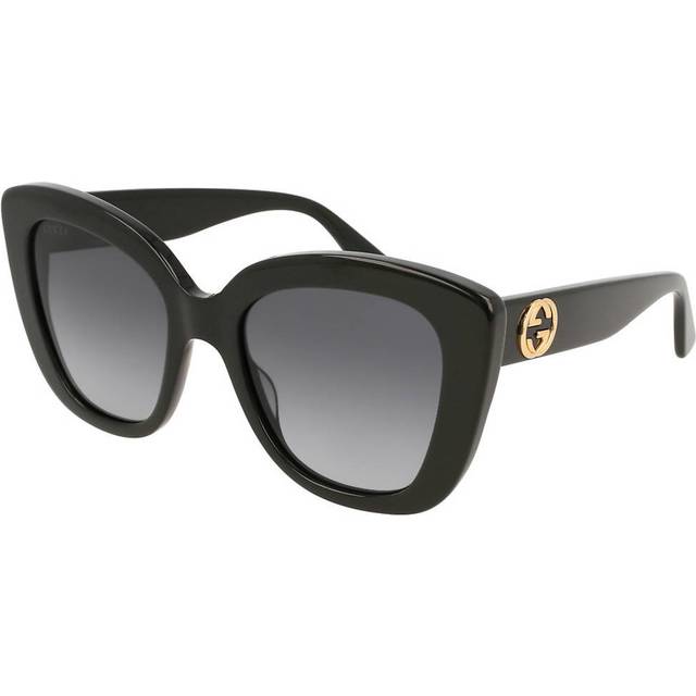 Gucci Woman GG0327S 001 Sunglasses Acetate Black Grey Cat Eye Normal Shaded
