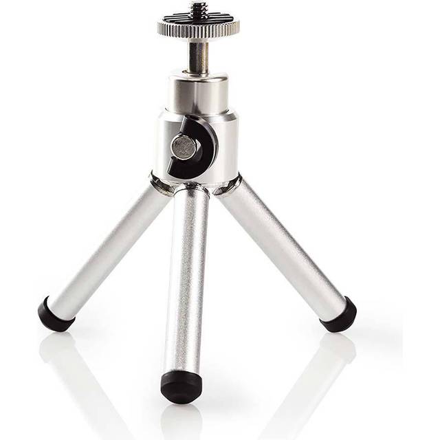 Nedis Mini Tripod 13.4 cm with Pan & Tilt Head for 0.8 kg Photo & Video Camera, Black & Silver