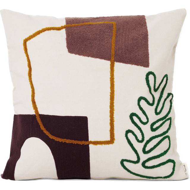 Ferm Living - Mirage Cushion 50x50cm - weiß leaf/50x50cm - white leaf (50.0 x 50.0 x 10.0cm)