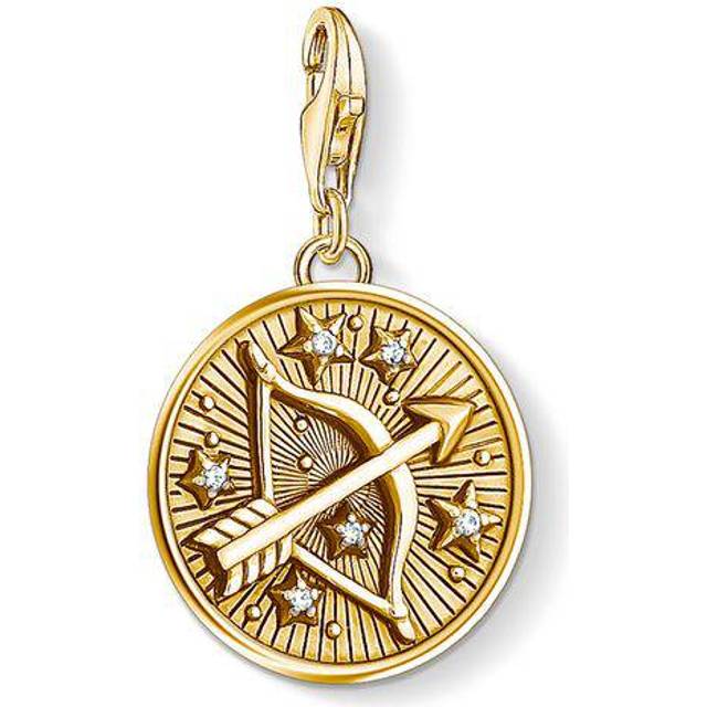 Thomas Sabo Charm pendant zodiac sign Sagittarius yellow gold coloured 1660-414-39 - yellow gold-coloured/white - one size