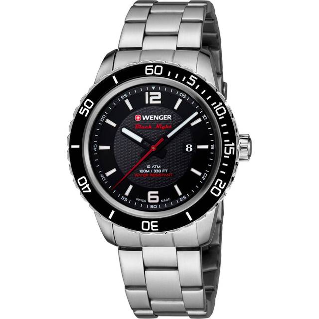 Wenger Unisex analog kvarts klocka med rostfritt stål armband 01.0851.122, svart, Armband