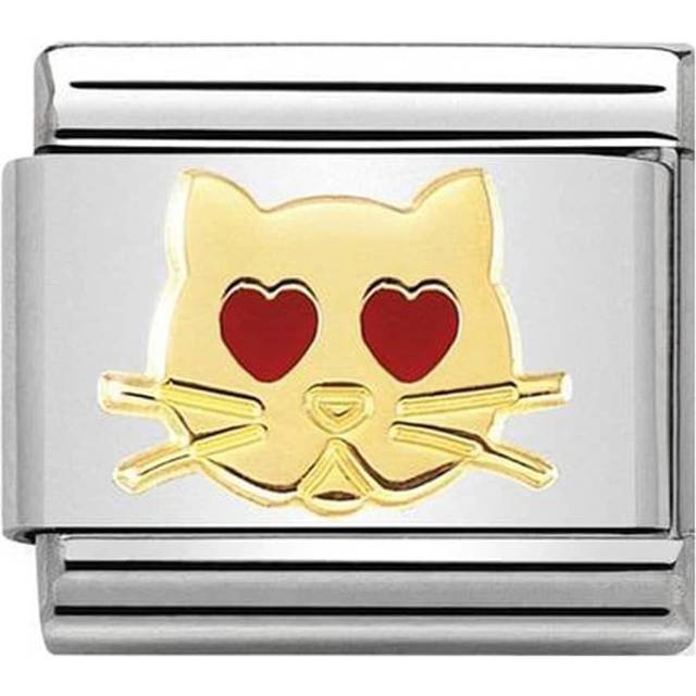 Nomination Classic Gold Cat with Heart Eyes Animal Charms