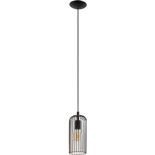 Eglo Rounded Caged Single Pendant In Black And Copper, Multi